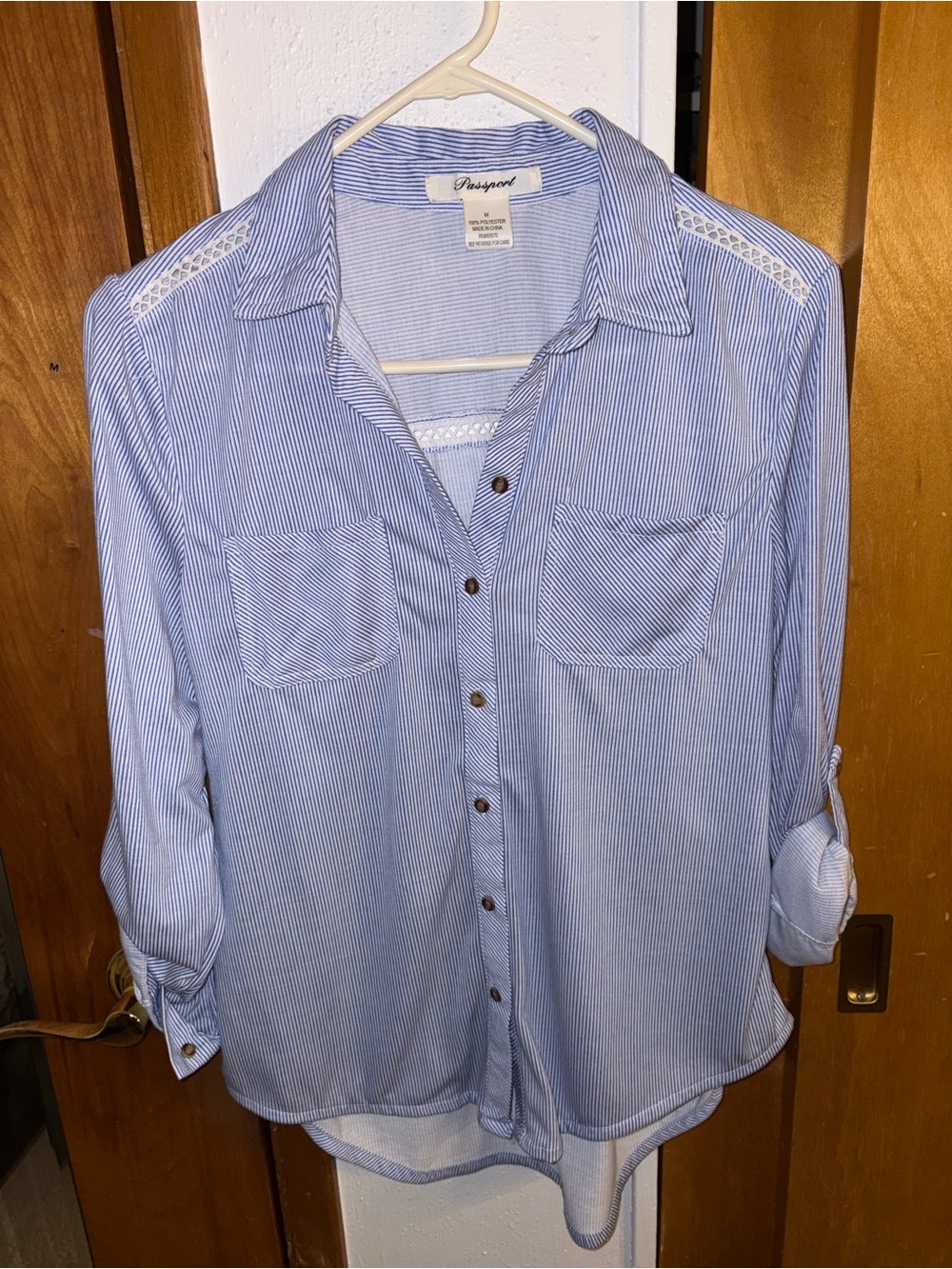 Passport Blue and White Fine-Stripe Button Down Shirt